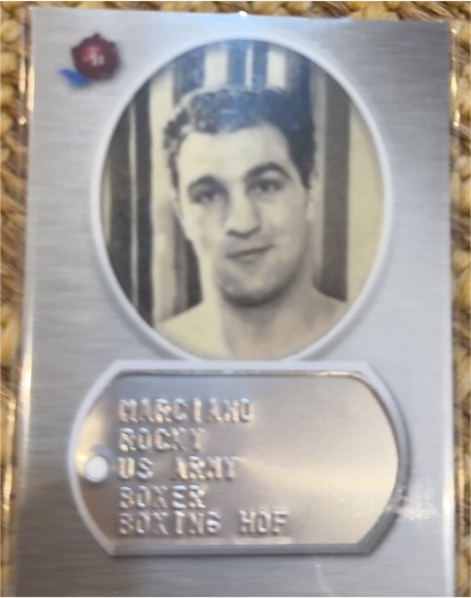 2021 Historic Autographs 1945 The End of the War Dog Tag #DTMR Rocky Marciano — front