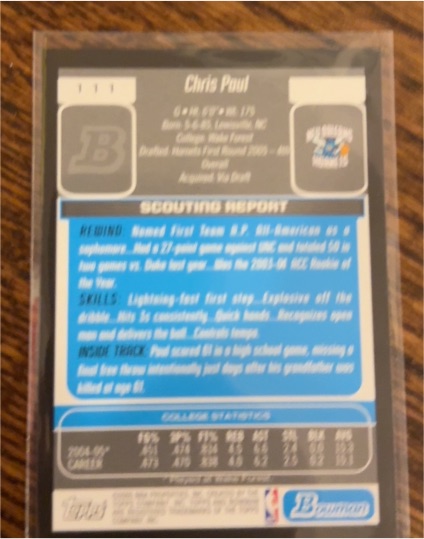 2005 Bowman #111 Chris Paul — front