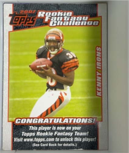 2007 Topps Rookie Fantasy Challenge Kenny Irons — front