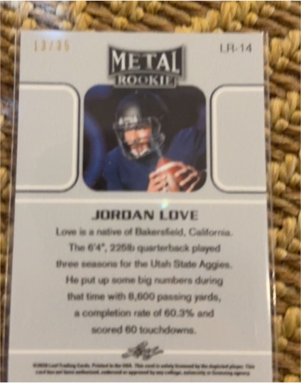 2021 Leaf Metal Rookie #LR-14 Jordan Love — front