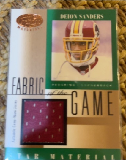2001 Leaf Certified Fabric Game Bronze #FG-80 Deion Sanders — front