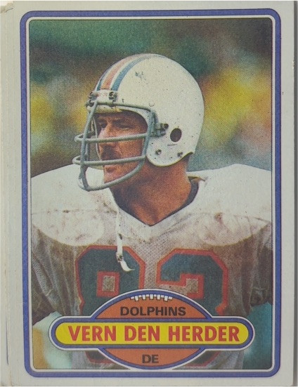 1980 Topps #281 Vern Den Herder Miami Dolphins — front