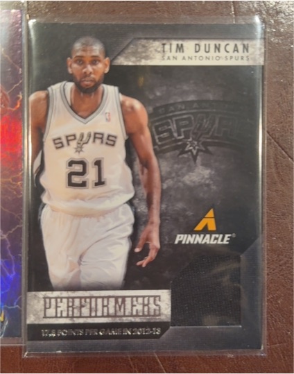 2013-14 Panini Pinnacle #1 Tim Duncan Performers Jerseys — front