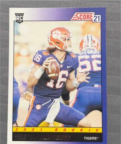 2021 Score #TB1 Trevor Lawrence 1991 Throwback Rookie — front