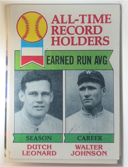 1979 Topps #418 Dutch Leonard / Walter Johnson All-Time Record Holders ERA — front