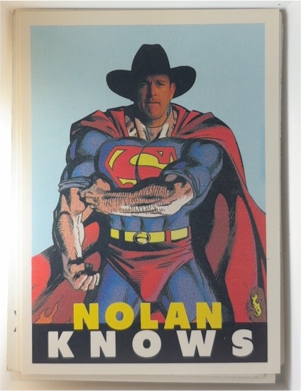 1990 Nolan Knows Nolan Ryan Superman Insert — front