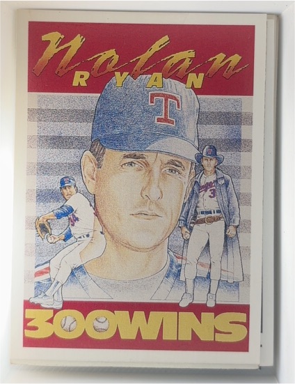 1990 Oddball Nolan Ryan #NNO 300 Wins Texas Rangers Promo Card — front