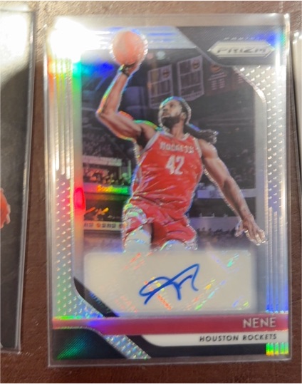 2018-19 Panini Prizm Signatures Silver Prizm #S-NNE Nene Rockets SP — front