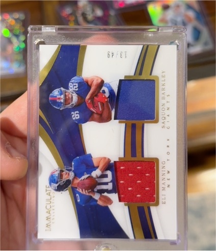 2018 Panini Immaculate Collection Dual Jersey #13 Saquon Barkley Eli Manning — front