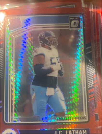 2024 Panini Donruss Optic #234 J.C. Latham Purple Shock Prizm Rated Rookie — front