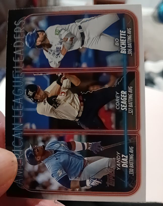 2024 Topps #149 AL Leaders Yandy Diaz Corey Seager Bo Bichette — front