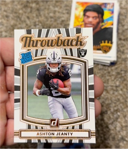 2025 Panini Donruss #6 Rated Rookie Throwback Ashton Jeanty — front