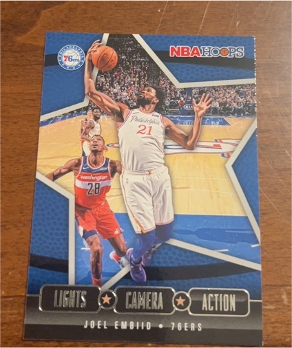 2020-21 Panini NBA Hoops #12 Joel Embiid Lights Camera Action — front