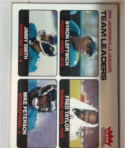 2003 Fleer Jacksonville Jaguars Team Leaders Byron Leftwich — front