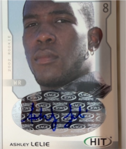 2002 SAGE Hit #H16 Ashley Lelie — front