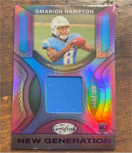 2025 Panini Certified New Generation Patch #NGJ-OHA Omarion Hampton — front