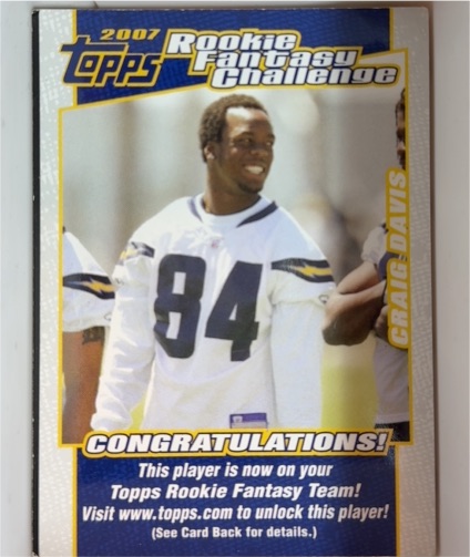 2007 Topps Rookie Fantasy Challenge #10 Craig Davis — front