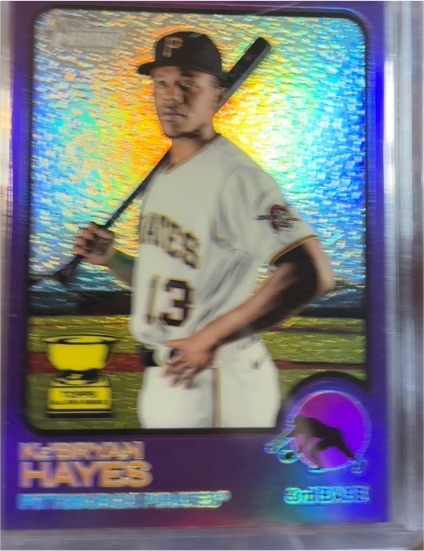 2022 Topps Heritage #318 Ke'Bryan Hayes Chrome Purple Refractor Rookie Cup — front