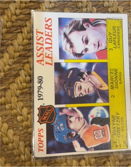 1980-81 Topps #162 Assist Leaders Wayne Gretzky, Guy Lafleur, Marcel Dionne — front