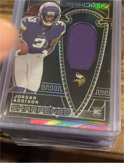 2023 Panini Obsidian #SSW-JAD Jordan Addison Sharpened Rookie Patch — front