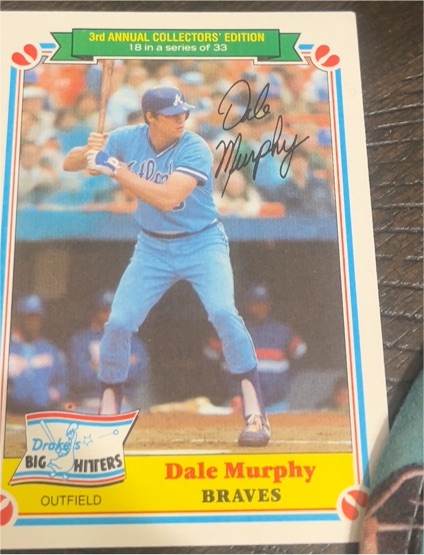 1983 Topps Drake's Big Hitters #18 Dale Murphy — front