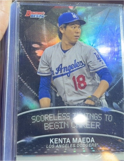 2016 Bowman's Best Stat Lines #SL-KM Kenta Maeda — front