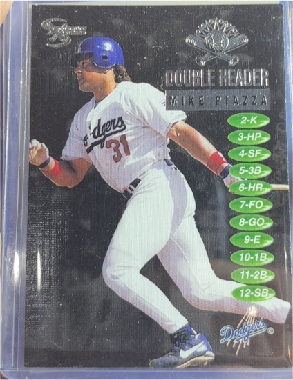 1998 SkyBox Dugout Axcess #13DH Mike Piazza Double Header — front