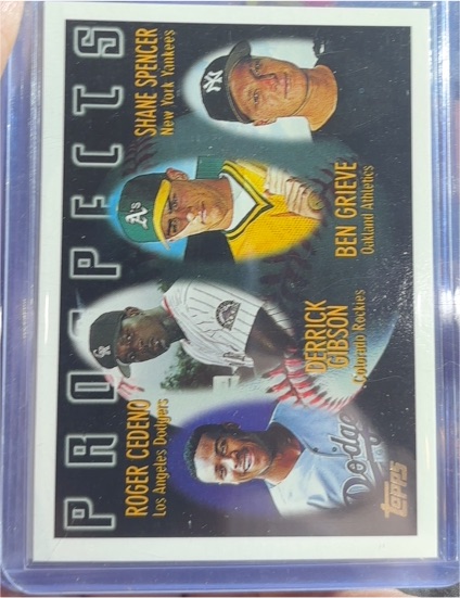 1996 Topps #436 Roger Cedeno / Derrick Gibson / Ben Grieve / Shane Spencer — front