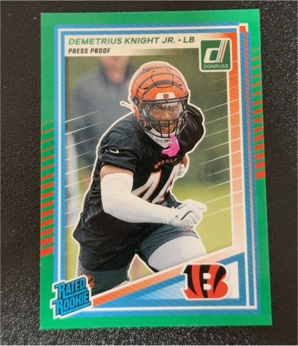 2025 Panini Donruss #385 Demetrius Knight Jr. Rated Rookie Press Proof Green — front