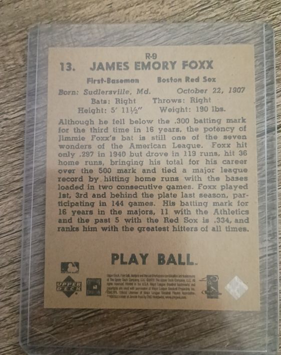 1939 Play Ball #13 Jimmie Foxx — front