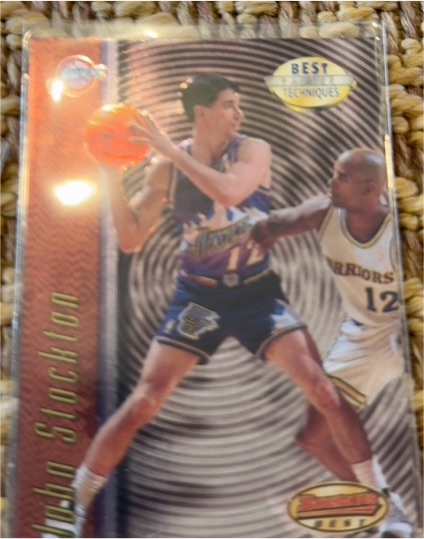 1997-98 Bowman's Best #T10 John Stockton Best Techniques — front
