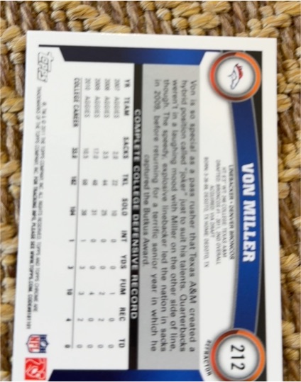 2011 Topps #212 Von Miller — front