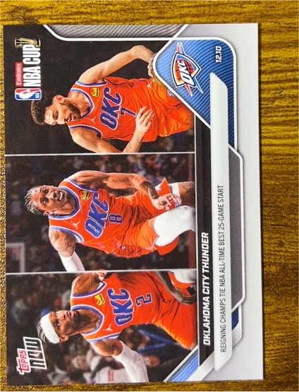 2025-26 Topps Now NBA #81 Oklahoma City Thunder Reigning Champs Tie All-Time Best Start — front