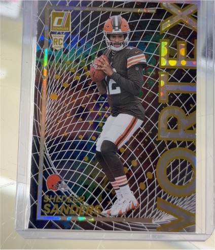 2025 Panini Donruss #2 Shedeur Sanders Vortex Rookie Card — front