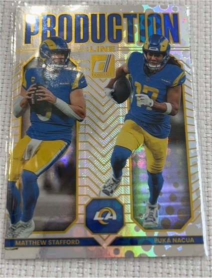 2025 Donruss Football Production Line #1 Matthew Stafford, Puka Nacua — front