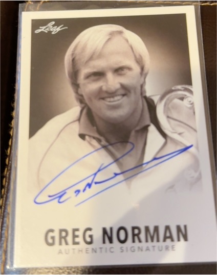 1960 Leaf Legends of Sport Greg Norman Authentic Signature — front