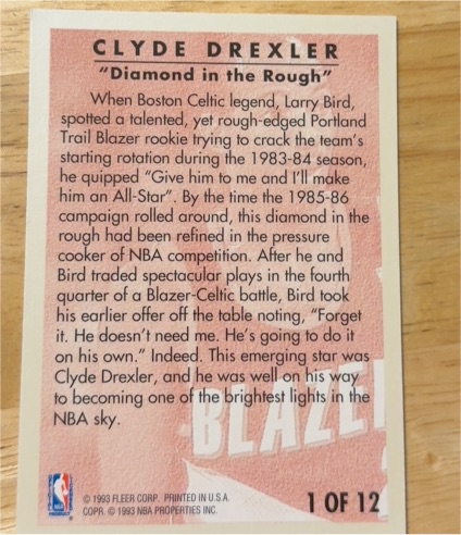 1993 Fleer Clyde Drexler #1 OF 12 — front