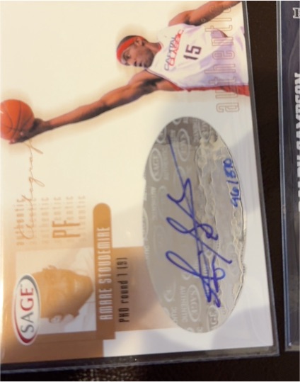 2002 Sage #A29 Amar'e Stoudemire Autograph Rookie Card — front