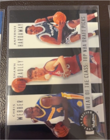 1993 Skybox Premium Head of the Class NBA Draft Picks Chris Webber Shawn Bradley Anfernee Hardaway — front