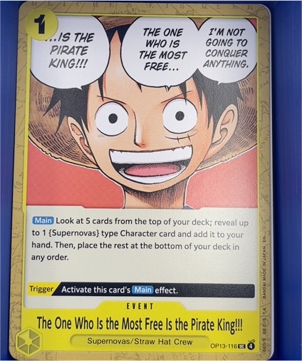 2025 One Piece Card Game OP13-116 The One Who Is the Most Free Is the Pirate King!!! — front