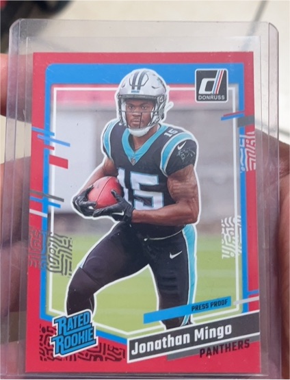 2023 Panini Donruss #312 Jonathan Mingo Press Proof Red Rated Rookie — front