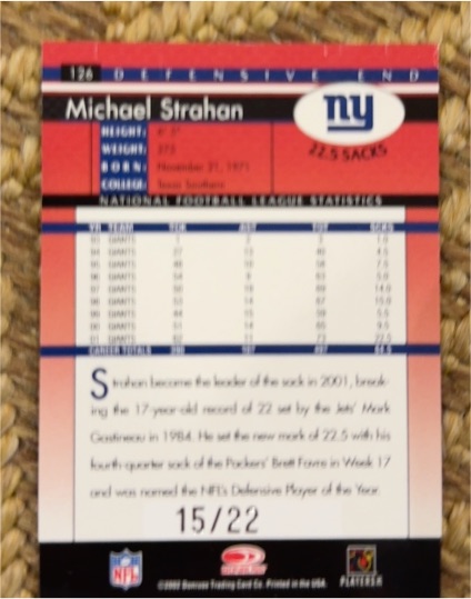 2002 Playoff #125 Michael Strahan — front