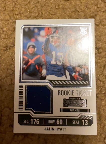 2023 Panini Contenders Rookie Ticket Swatches #TS15 Jalin Hyatt — front