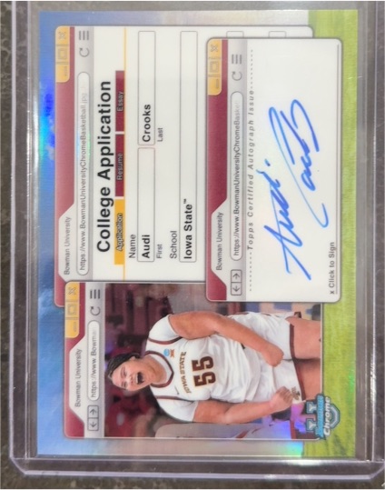 2024-25 Bowman University Chrome #CAA-AC Audi Crooks College Application Auto — front