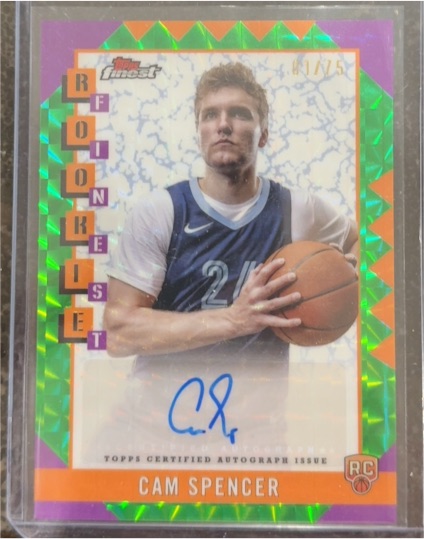 2024-25 Topps Finest #RFA-CS Cam Spencer Rookie Finest Autographs — front