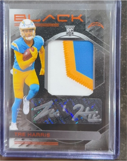 2025 Panini Black Rookie Patch Autographs #RKPA-THS Tre Harris — front