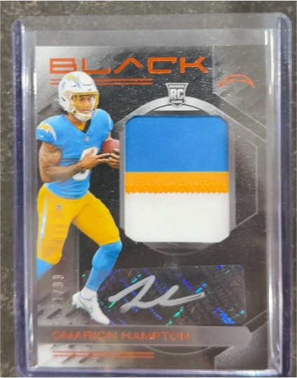 2025 Panini Black Rookie Patch Autographs #RKPA-QHN Omarion Hampton — front
