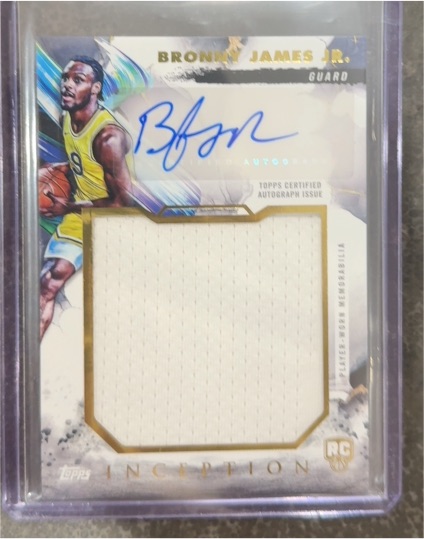 2024-25 Topps Inception #RJR-BJ Bronny James Jr Rookie Jumbo Patch Auto — front