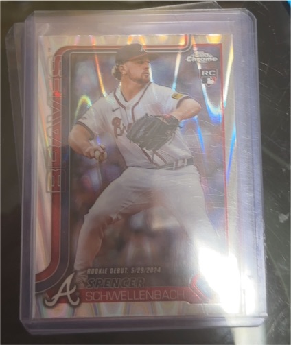 2025 Topps Chrome Update #US327 Spencer Schwellenbach Atlanta Braves Rookie Debut — front