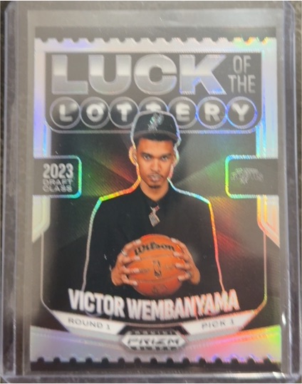 2024-25 Panini Prizm Black #14 Victor Wembanyama Luck of the Lottery Silver Prizm — front